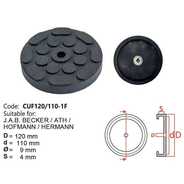 Tampone a cuffia - CUF120/110-1F - Per sollevatori modello: J.A.B. BECKER, ATH, HOFMANN, HERMANN, TWIN BUSCH Tampone a cuffia - CUF120/110-1F - Per sollevatori modello: J.A.B. BECKER, ATH, HOFMANN, HERMANN, TWIN BUSCH